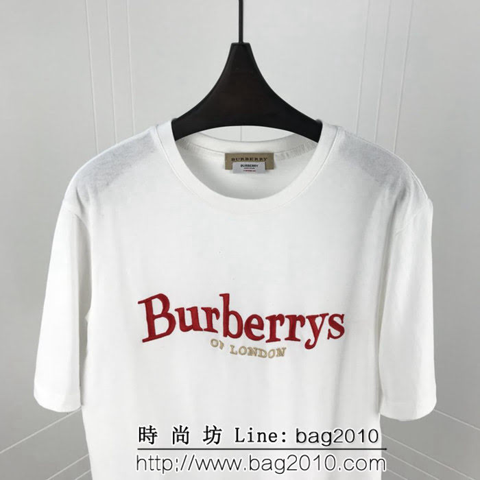 BURBERRY巴寶莉 19ss新款 Bbr字母刺繡 純棉汗布短袖 男女同款 ydi1448
